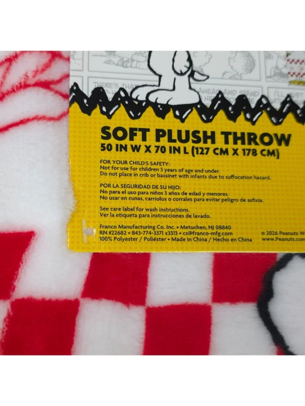 Peanuts Snoopy & Woodstock Soft Plush Throw Blanket 50x70